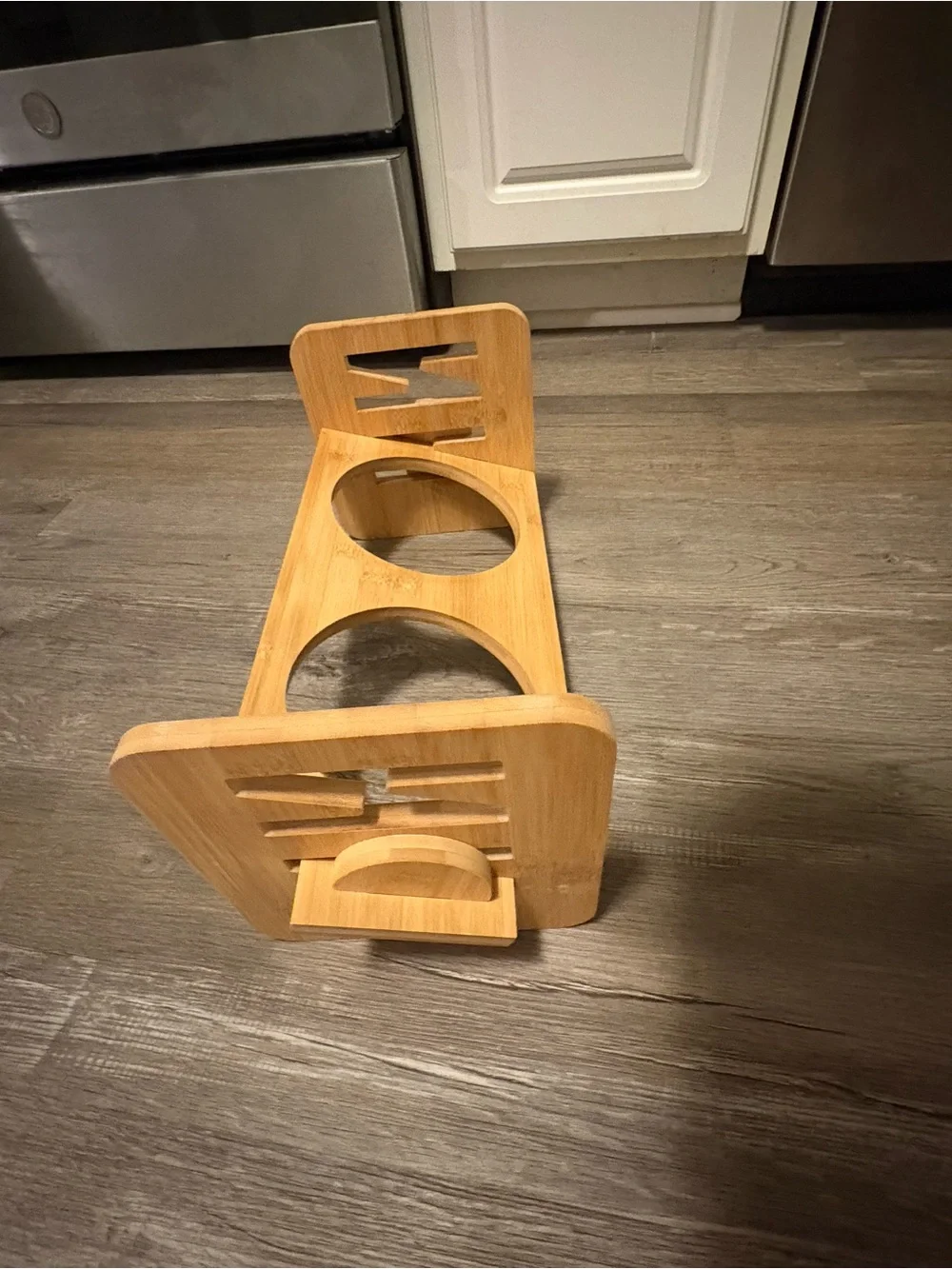 Wooden Elevated Double Pet Bowl Stand with Stainless Steel Dishes